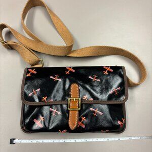 Fossil Airplane Black Crossbody Slim Purse New Condition RARE